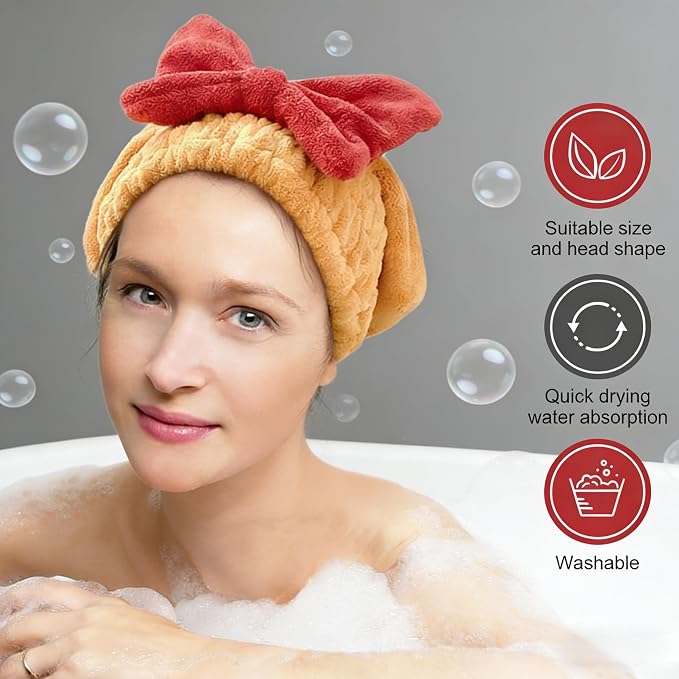 Women's Super Absorbent Towel Pack Ultra Fine Fiber Quick Drying Towel Soft Bow - Image 3
