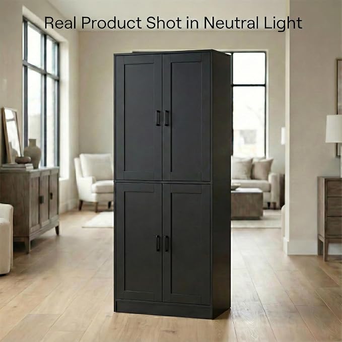 71" Tall Kitchen Pantry Cabinet, Freestanding Food Storage Organizer - Image 3