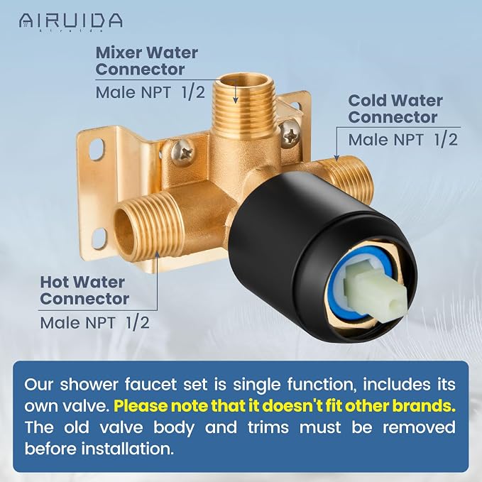 Airuida Shower Faucet Set Bathroom Rain Shower System SUS304 Stainless Steel - Image 2