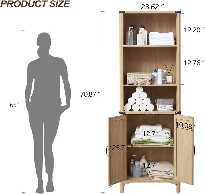 70.87 Tall Storage Cabinet, Farmhouse Storage Cabinet - Image 2