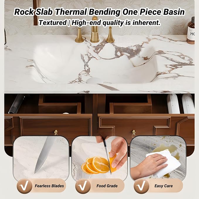 Solid Wood Bathroom Vanity 72Inch, Freestanding Bathroom Vanity Includes LED - Image 3