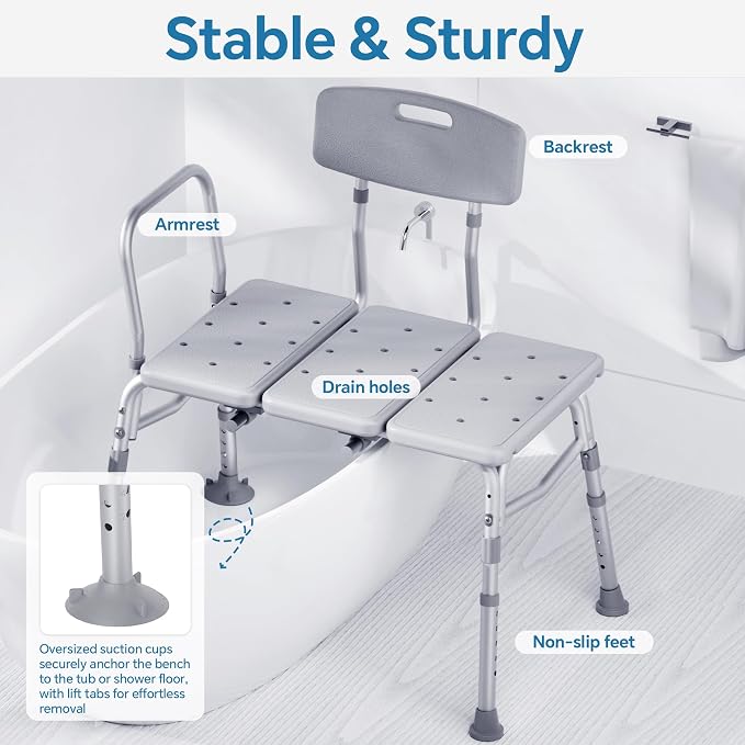 HOMLAND Tub Transfer Bench for Bathtub, FSA/HSA Eligible 400 lbs Heavy Duty - Image 3