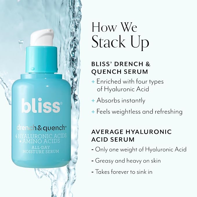 Bliss Hyaluronic Acid Drench & Quench Facial Serum – Hydrating Serum - Image 5