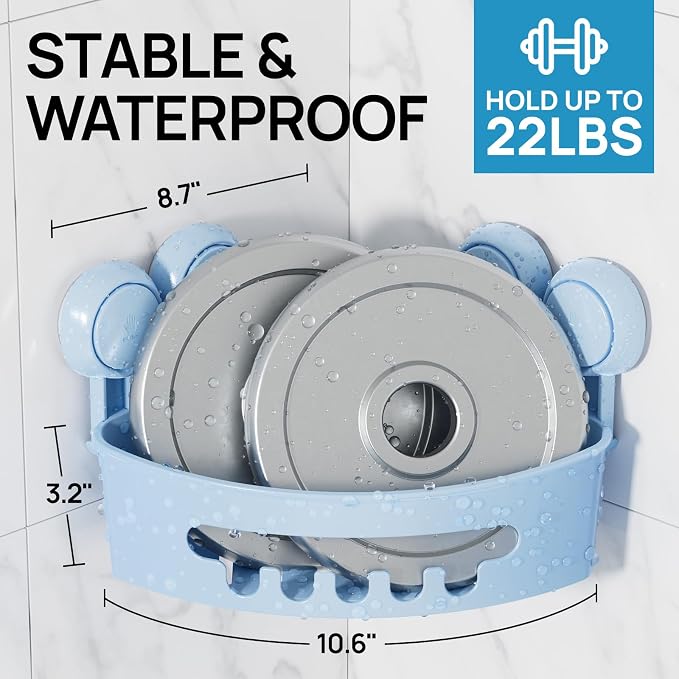 LEVERLOC Corner Shower Caddy Suction Cup, shower shelves suction cup, 2 Pack - Image 4