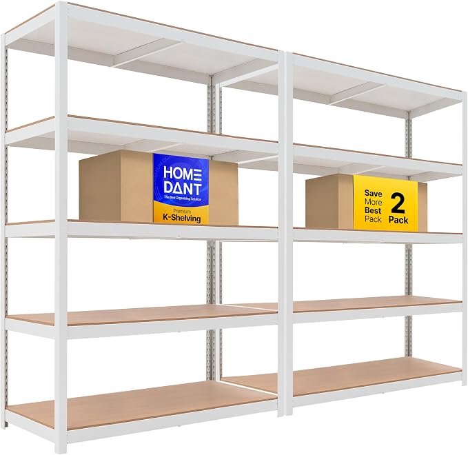 HOMEDANT House 5 Tier Laminated Metal Shelving Unit Adjustable Storage Utility by TheBestOrganizingSolution