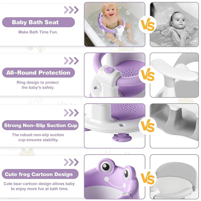 Baby Bath Seat for Babies 6 Months & up Non-Slip Toddler Bath Seats for Sitting - Image 3