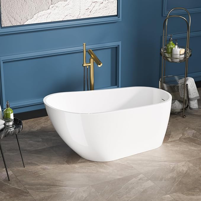 Sarlai 59 Inch Acrylic Freestanding Soaking Bathtub Contemporary Soaking White - Image 3