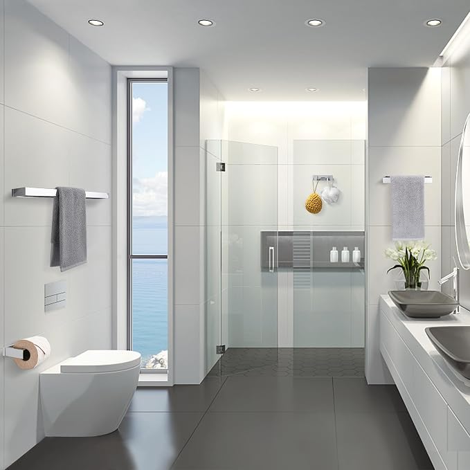 Lairuier Bath Towel Bar Set, Polished Chrome 4-Piece Bathroom Hardware Set - Image 5