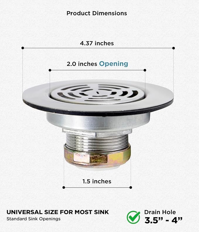 Highcraft 97I3 Flat Stainless Steel RV Mobile Shower Strainer - Image 3