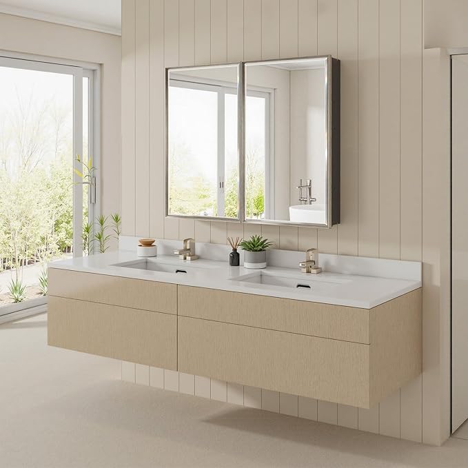 Pre-Assembled Surface or Recessed Medicine Cabinet Mirror-40x30 Brushed Nickel - Image 8