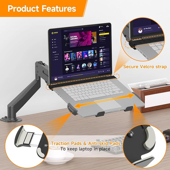 suptek Adjustable 13 to 18 inch Laptop VESA Arm Mount Tray - Image 3