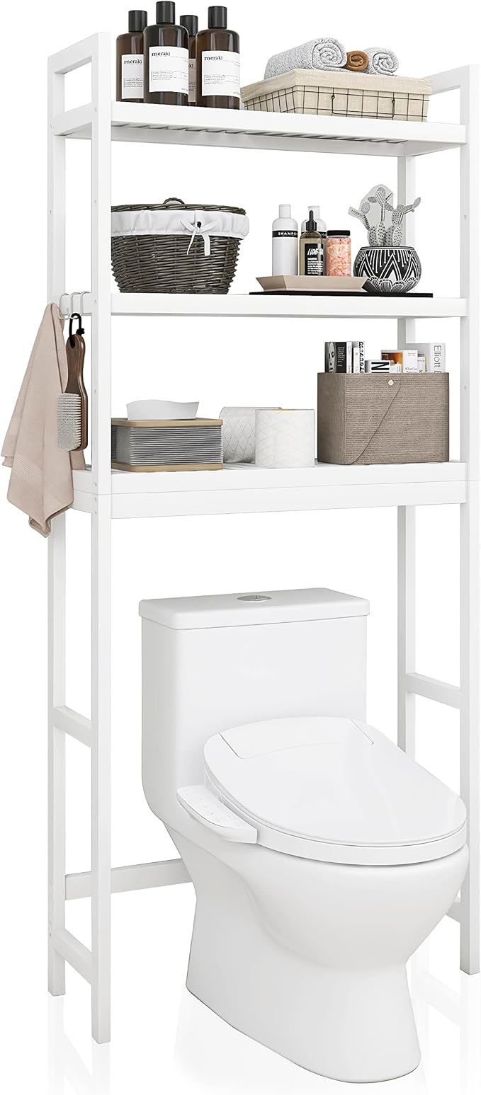 SMIBUY Bathroom Storage Shelf, Bamboo Over-The-Toilet Organizer Rack, by SMIBUY