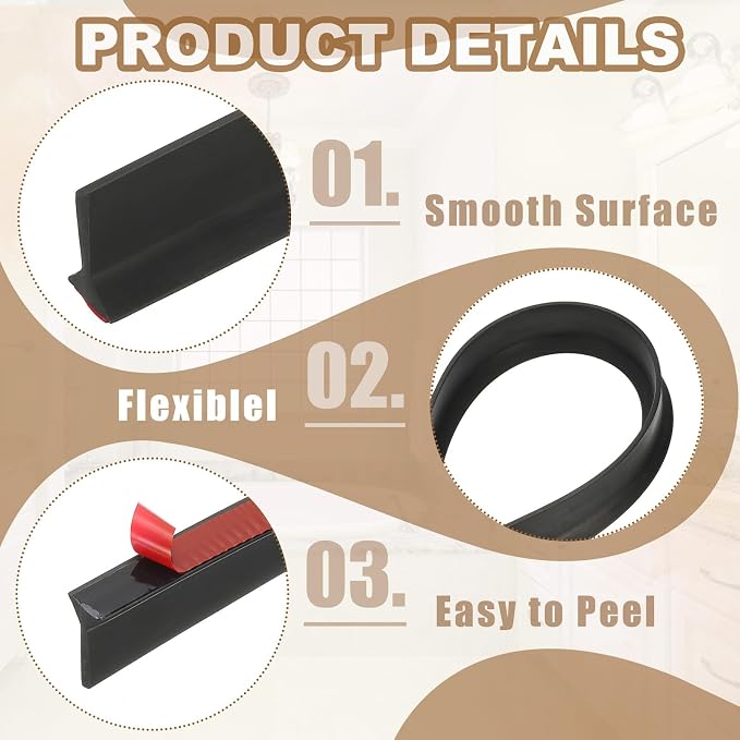 PATIKIL 39 Inch Collapsible Shower Threshold Water Dam Guard, Shower Stopper - Image 3