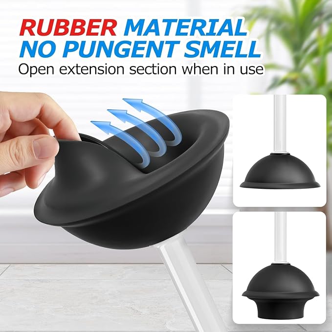 3Pack 2 in 1 Toilet Brush and Plunger Set, Extended Handle Plunger, Toilet Bowl - Image 4