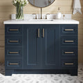 ARIEL 49" Midnight Blue Bathroom Vanity 1.5" Edge Pure White Quartz Countertop by Ariel