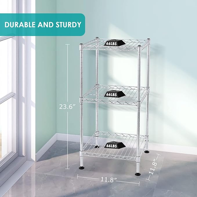 BNSPLY 3-Tier Adjustable Shelving Unit, Metal Wire Rack - Image 3