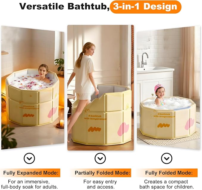 Portable Bathtub for Adult 29.5"x31.5" Collapsible Cold Plunge Bathtub Foldable - Image 2