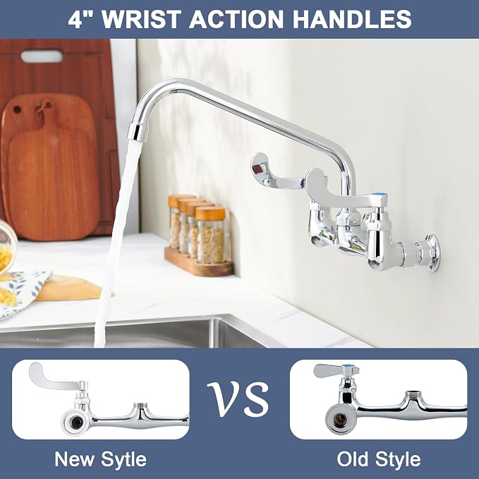 Wall Mount Commercial Sink Faucet Long Handles Wall Mounted Kitchen Faucet 8 - Image 5