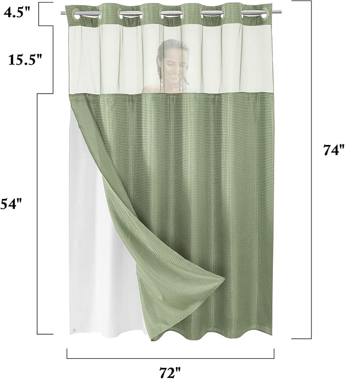 Gibelle No Hook Waffle Weave Shower Curtain - Image 7