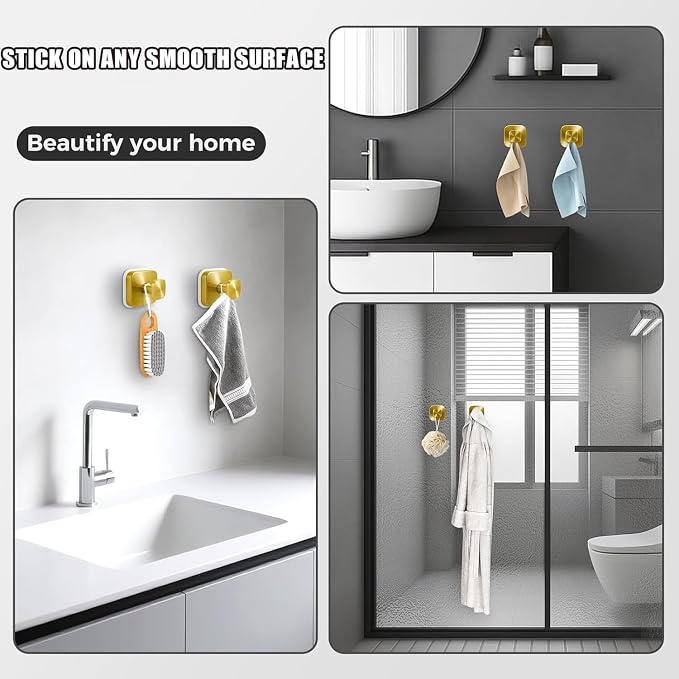 4Pcs Square Suction Cup Hook, 304 Stainless Steel Shower Hook, Removable - Image 9