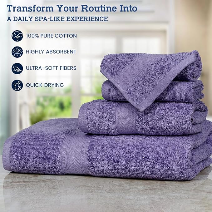 Casa Lino 100% Cotton Bath Towels Set of 4 - Image 2