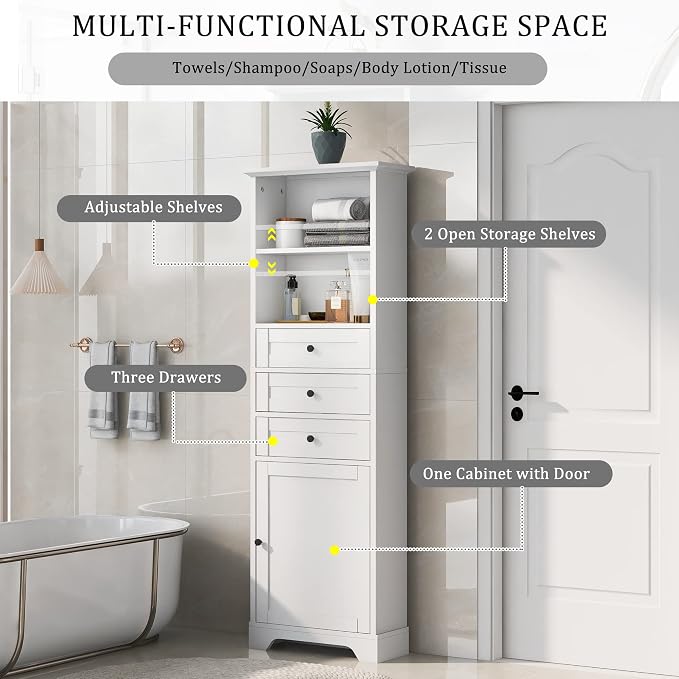 Harper & Bright Designs Storage Cabinet, 67.3 Inch Freestanding Tall Floor - Image 4