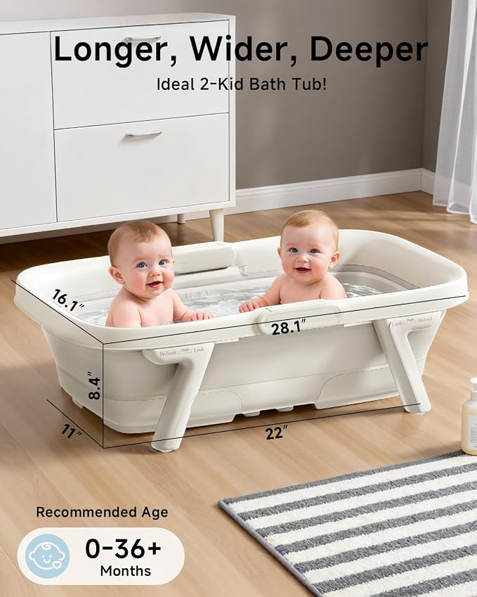Collapsible Baby Bathtub, Large Infant Bath Tub - Image 3