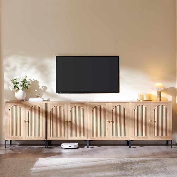 Bathroom Cabinet with Storage, 123.5" W Fluted Arched Free Standing Floor - Image 4
