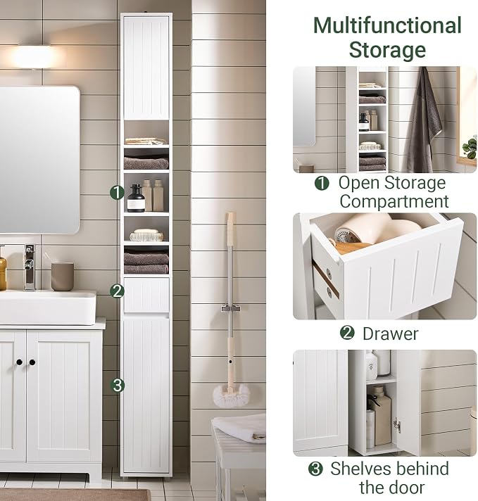 SoBuy Tall Narrow Storage Cabinet, Skinny Bathroom Cabinet - Image 4