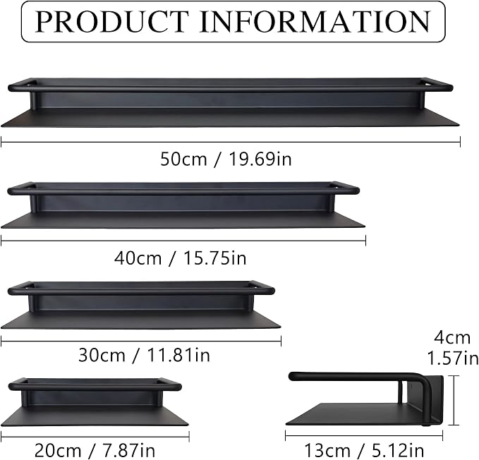 Small Shelf for Wall, Small Floating Shelf, Metal Bathroom Shelves, Metal - Image 3