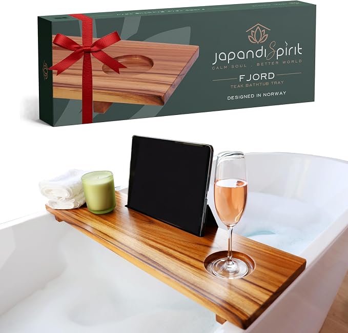 Fjord | Superior Teak Bathtub Tray Wood 29" by JapandiSpirit