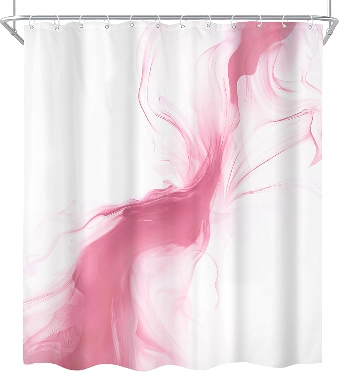 Cinbloo Pink Shower Curtain 60Wx72H Abstract Marble Ombre Modern Ink Texture - Image 7