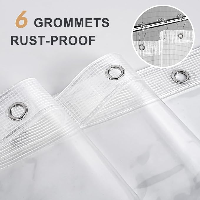 AmazerBath Heavy Duty Stall Shower Curtain Liner 12 Gauge, 36 x 72 Inches Clear - Image 3