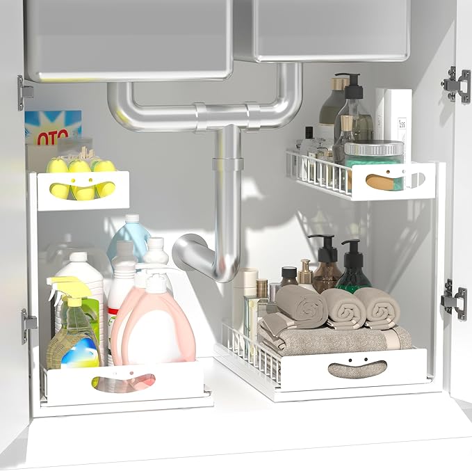 Under Sink Organizer with Pull-Out Drawers, Kitchen Sink Organizer, 2 Tier by Unknown
