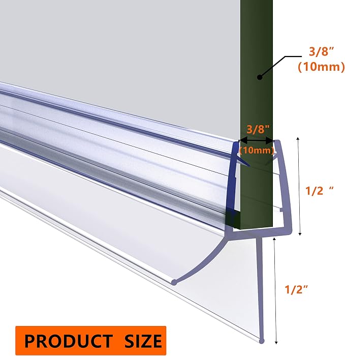 Frameless Ultra Clear Shower Door Bottom Seal 3/8" Thick 36" Long 2 Pack - Image 3