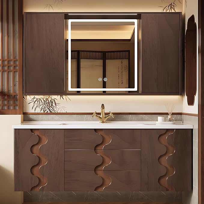 72 inch Bathroom Vanity with Sink – Modern Wall Mounted Bathroom Vanity Cabinet by ZGNBSD
