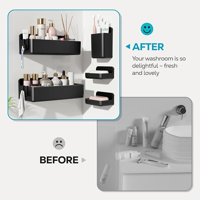 Nieifi Shower Shelves 5 Pack, Adhesive Shower Wall Shelf Organizer - Image 4