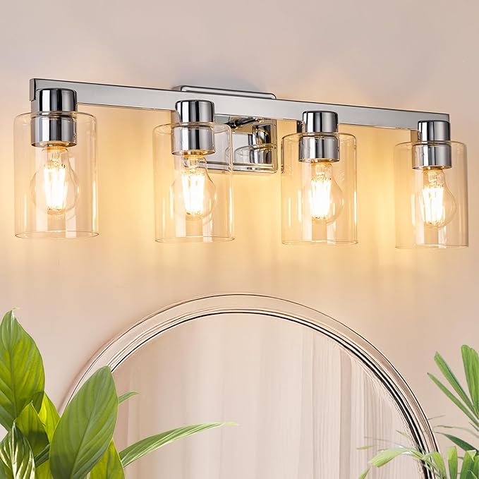 4-Light Bathroom Light Fixtures Modern Chrome Vanity Lights - Image 2