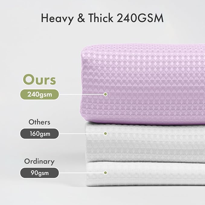 AmazerBath Light Purple Shower Curtain Waffle Textured, Lavender Shower Curtain - Image 3