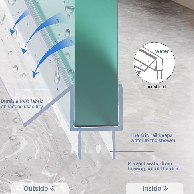 2-Pack Shower Door Bottom Seal, Ultra Clear Glass Shower Door Seal Strip - Image 4