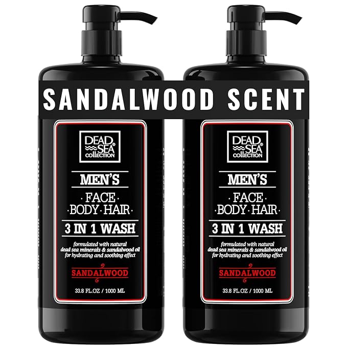 Dead Sea Collection Mens Body Wash 3 in 1 – Sandalwood Body Wash by DeadSeaCollection