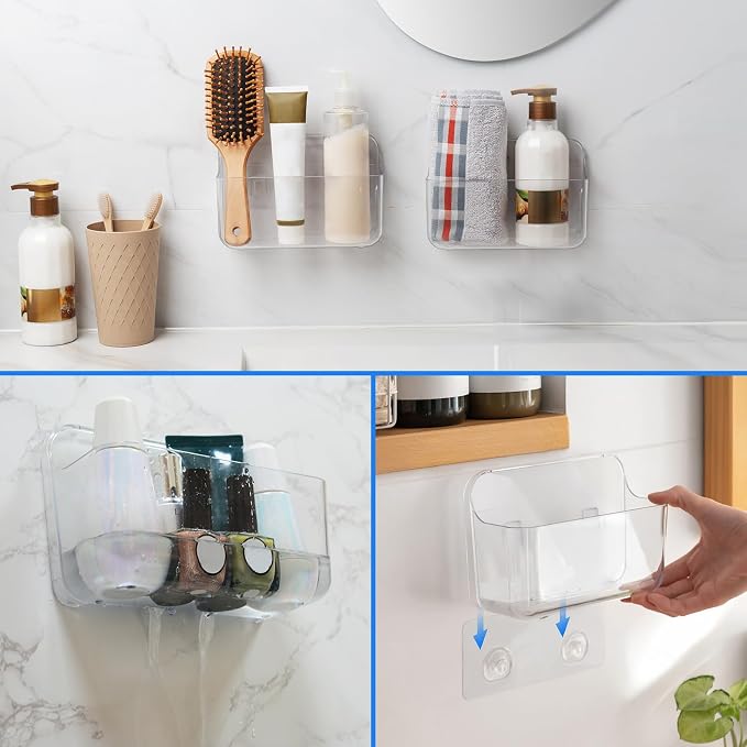 Diesisa 2pc Acrylic Wall Mount Organizer, Adhesive Clear Cabinet Door Organizer - Image 4