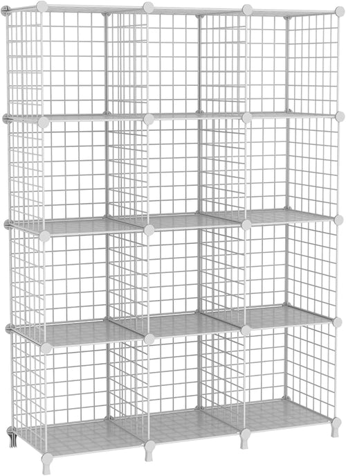 12-Cube Storage Organizer, Metal Wire Cube Shelving Unit, 11.8" L x 11.8" W x by Unknown