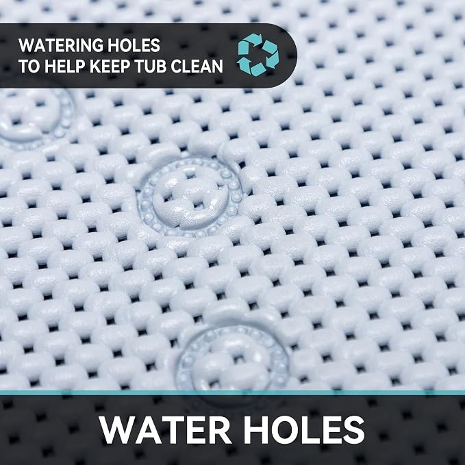 Bathtub Mat Non Slip 36” X 17” Gray Blue Shower Mat Soft Foam Bath Mats - Image 2