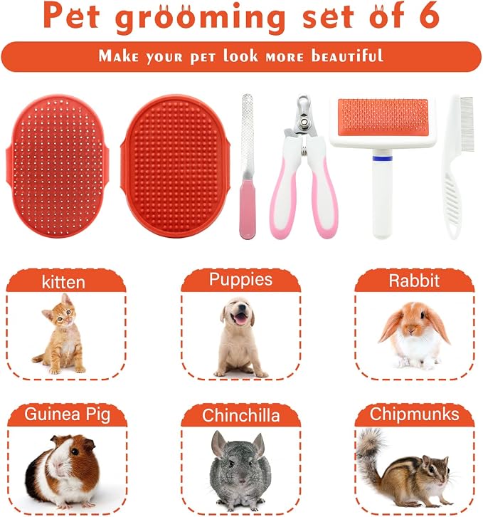 Cat Grooming Kit Set with Pet Shedding Slicker Brush Nail Clipper Trimmer Pet - Image 3