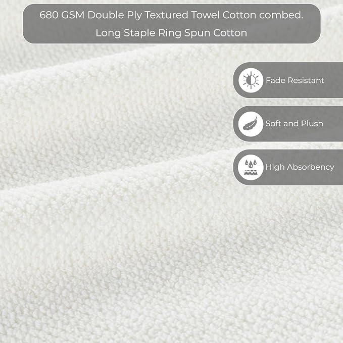 6-Piece Towel Set, 680 GSM, 2 Bath Towels, 2 Hand Towels, 2 Wash Cloths - Image 4