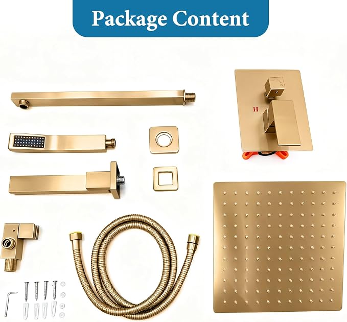 10 inch Square Shower Head and Handheld Set, Gasecoet Shower System - Image 4