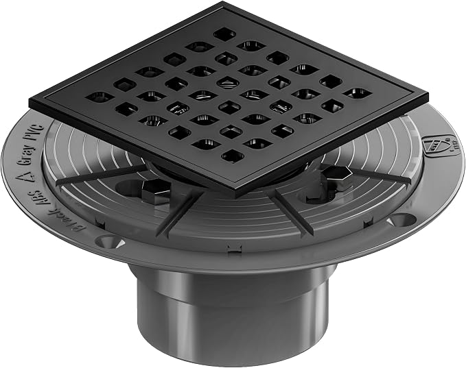 Neodrain Square Shower Drain, 4 inch Black Stainless Steel 304 Grate and PVC - Image 7