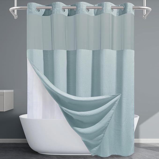 Fog Blue No Hook Shower Curtain by EUTXL