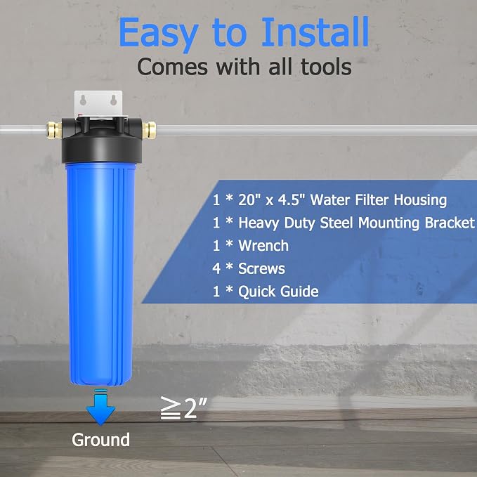 WHB20 Whole House Water Filter Housing, Fit 20"x4.5" Sediment etc Filters - Image 4